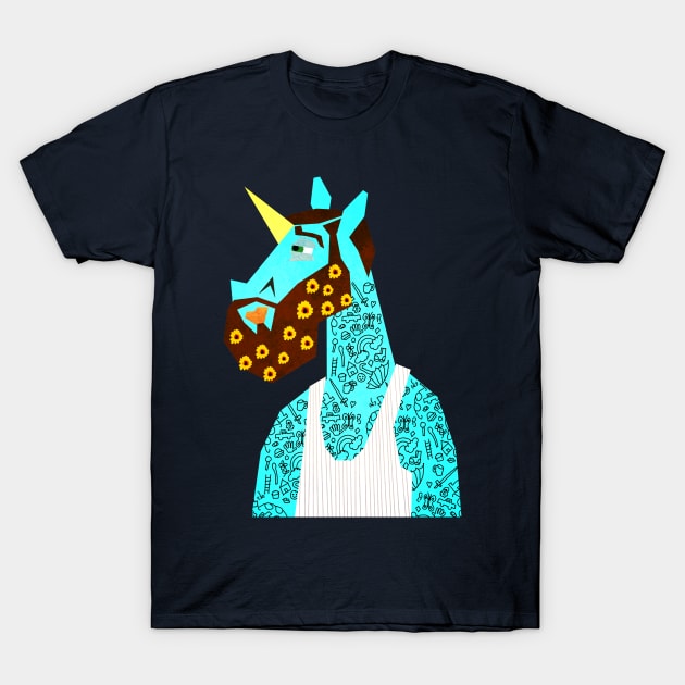 Flower Power Beard Unicorn T-Shirt by Thatssounicorny